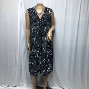 Signature Collection Sleeveless Dress Womens Size Medium Zebra Print Sheer Slits